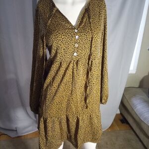 Leopard Print Long Sleeve Dress